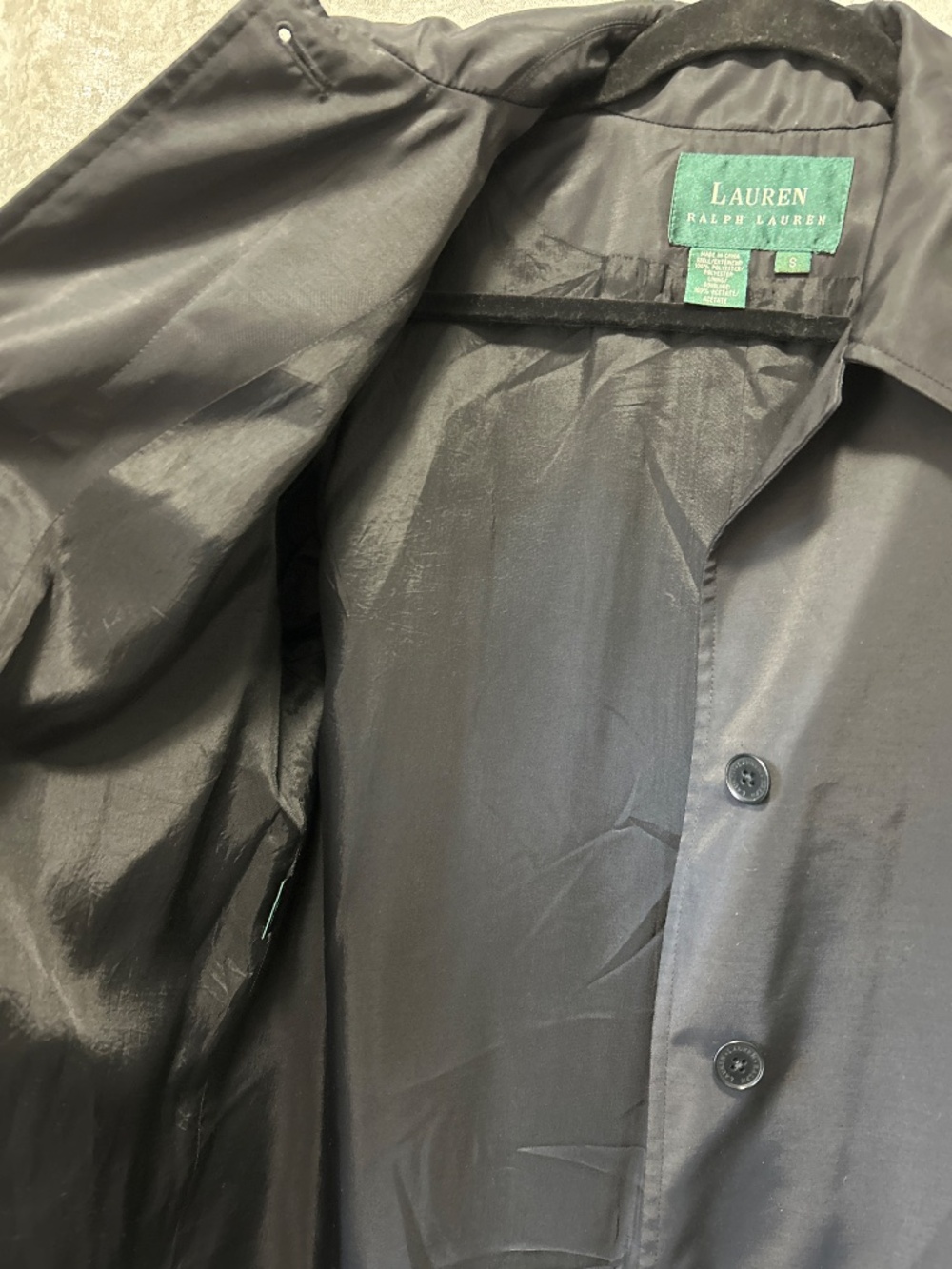 LAUREN RALPH LAUREN BLACK TRENCH COAT SIZE SMALL - Picture 9 of 16